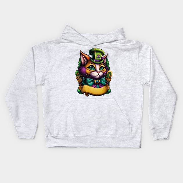 Cat Mardi Gras Kids Hoodie by kanisky